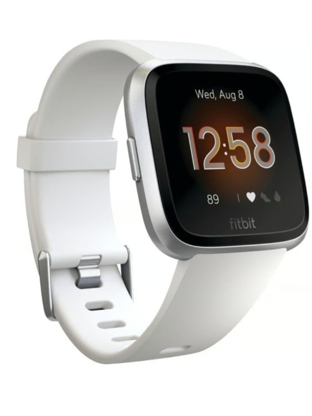 Fitbit Versa Lite Edition White and Silver Smartwatch with Touchscreen, Women's